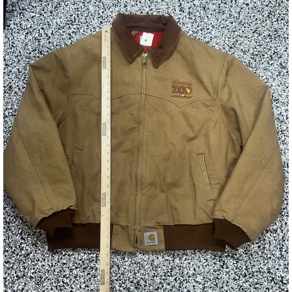 Vintage Carhartt Santa Fe Jacket Duck Red Quilt Lined With Hood J13 BRN 2XL USA - Picture 7 of 16